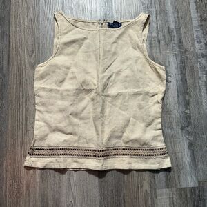 Ann Taylor 100% Linen Sleeveless Top |
Medium | Beige with Embroidered vintage